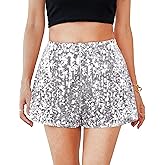 MANER Women's Sequin Shorts Sparkly Stretchy Night Out Party High Waisted Shorts