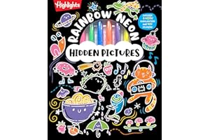 Rainbow Neon Hidden Pictures: Rainbow Activity Book with Neon Markers and Over 40 Stickers, Fun Sticker Puzzle Book for Creative Kids Ages 6-12 (Highlights Hidden Pictures Coloring Kits)