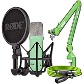 Rode NT1 Signature Series Condenser Microphone (Green) with Gr PSA1+ Studio Boom Arm and XLR-3 Cable (Green)