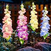 KOOPER Solar Lights Outdoor Garden Decor, 4 Pack Upgraded Delphinium Solar Garden Lights with 36 LEDs, Vivid Flowers Outdoor Waterproof for Landscape Patio Yard Decor