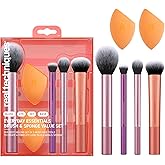 Real Techniques 6 Piece Everyday Essentials Makeup Brush Set, Includes 4 Brushes &amp; 2 Makeup Sponges for Foundation, Blush, Bronzer, Contour, Eyeshadow &amp; Powder, Travel Gift Set, Cruelty-Free &amp; Vegan