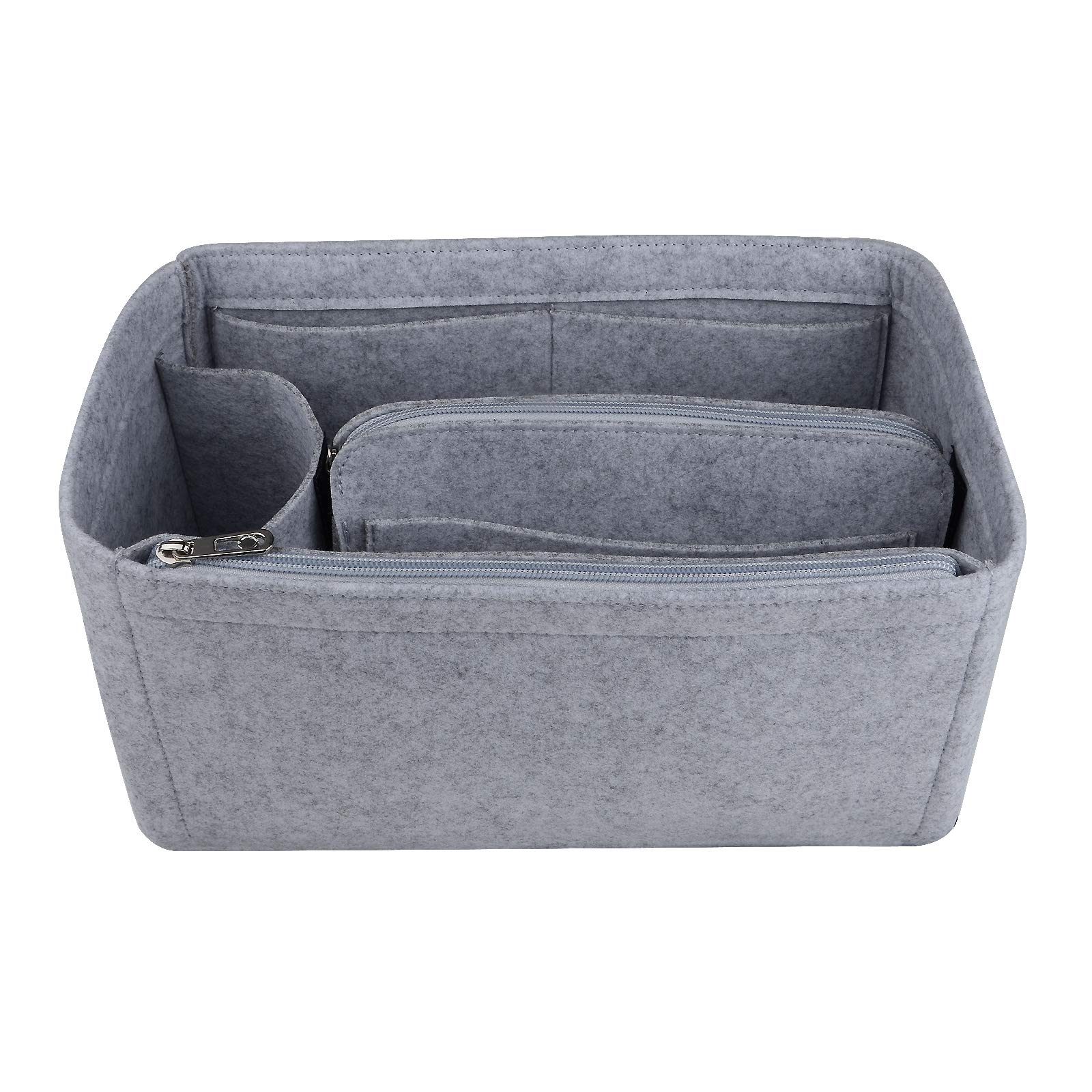 NOTAG Bag Organizer, Lightweight Felt Bag Organiser Insert Multi Pocket Tote Bag Organiser (Grey, Large)