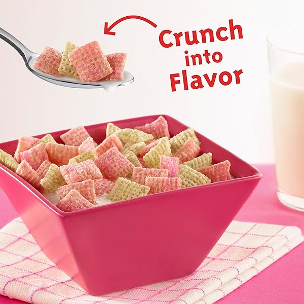 STRAWBERRY VANILLA CHEX CEREAL, GLUTEN FREE BREAKFAST CEREAL, MADE WITH WHOLE GRAIN, FAMILY SIZE, 19.8 OZ