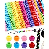 FIVEIZERO 260PCS Large Hole Hair Beads, 10x12mm Acrylic Pony Beads for Hair Braids, Bulk Pack - Mixed Colors for Bracelets & DIY