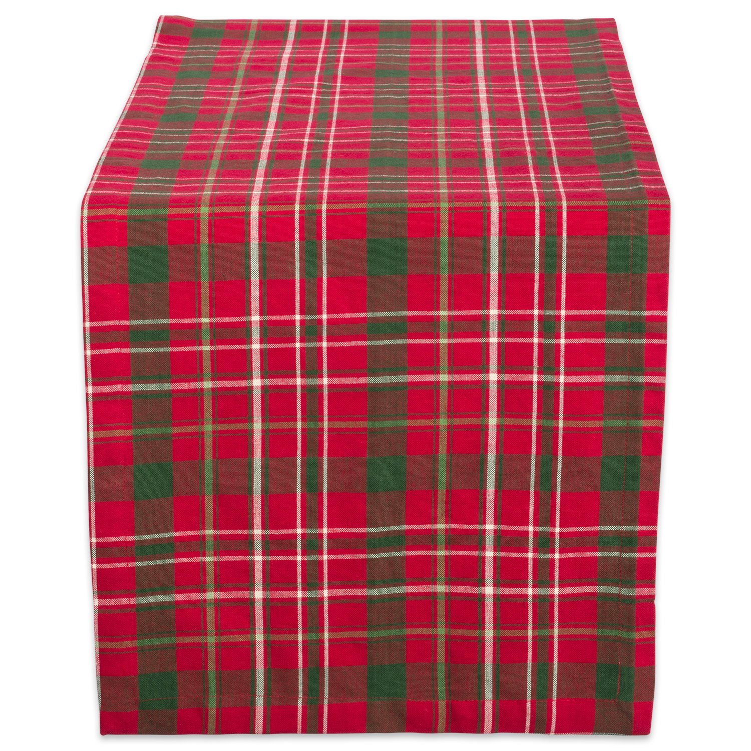 DII Tartan Holly Plaid, Cotton, Red & Green, Christmas Table Runner, 14x108 — image 1