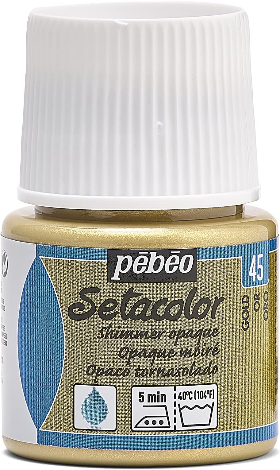 PEBEO Setacolor Opaque Fabric Paint 45ml Shimmer Gold - Vibrant Finish