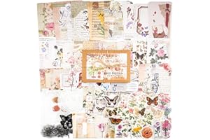 Knaid 260 Pieces Vintage Ephemera Pack Junk Journal Kit Scrapbook Supplies Decoupage Paper Sticker Material for Art Journaling Bullet Journals Planners Collage Crafter Gifts (Flower)