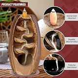 Anbar Backflow Incense Burner with 120 Cones 30 Sticks Tongs Table Mat Brown view 4