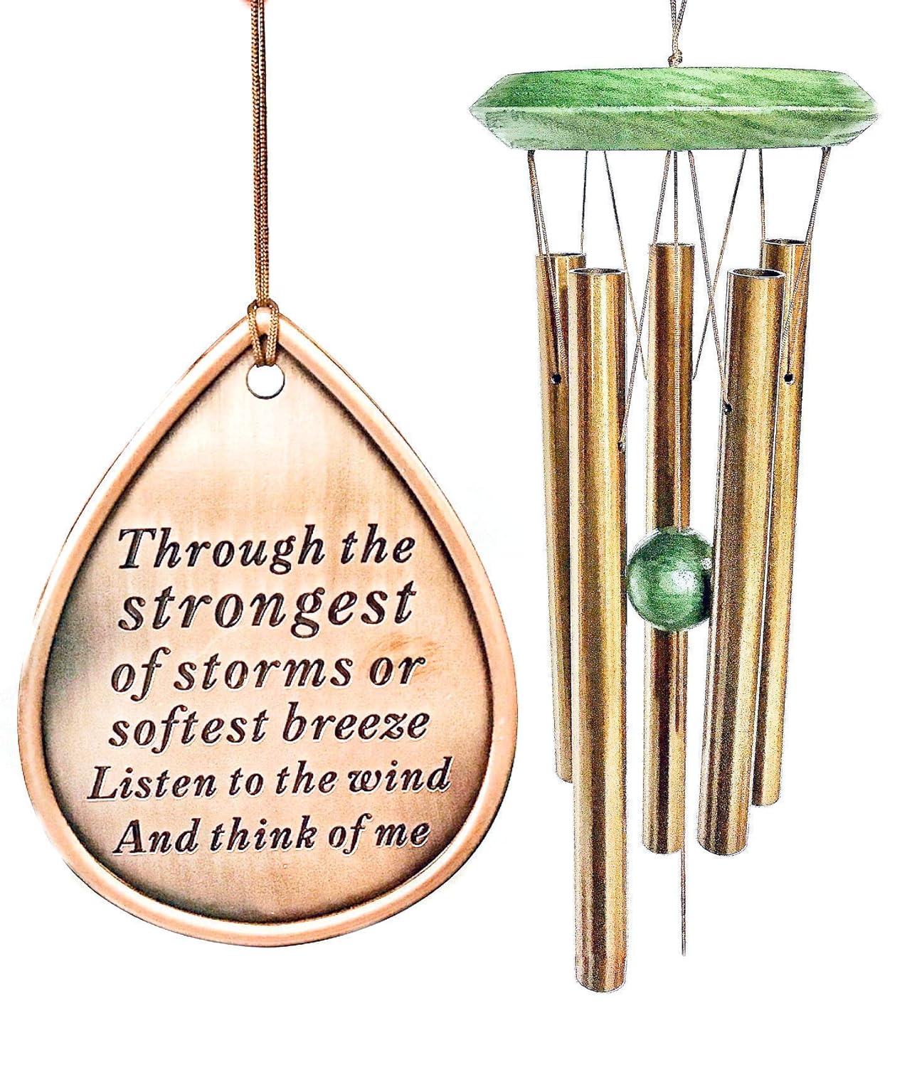 Memorial Wind Chime 17 Inch Deep Tone Strongest Of Storms Gift Pack In Sympathy Loss Copper