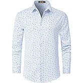 JOTOOK Mens Printed Dress Shirts Long Sleeve Button Down Shirts Stretch Business Casual Shirt