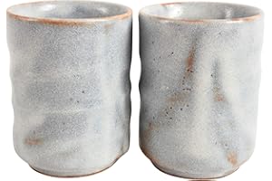 Mino ware Japanese Pottery Pair Short Yunomi Chawan Tea Cup made in Japan (Japan Import) SZY106 (Nezumishino Gray)