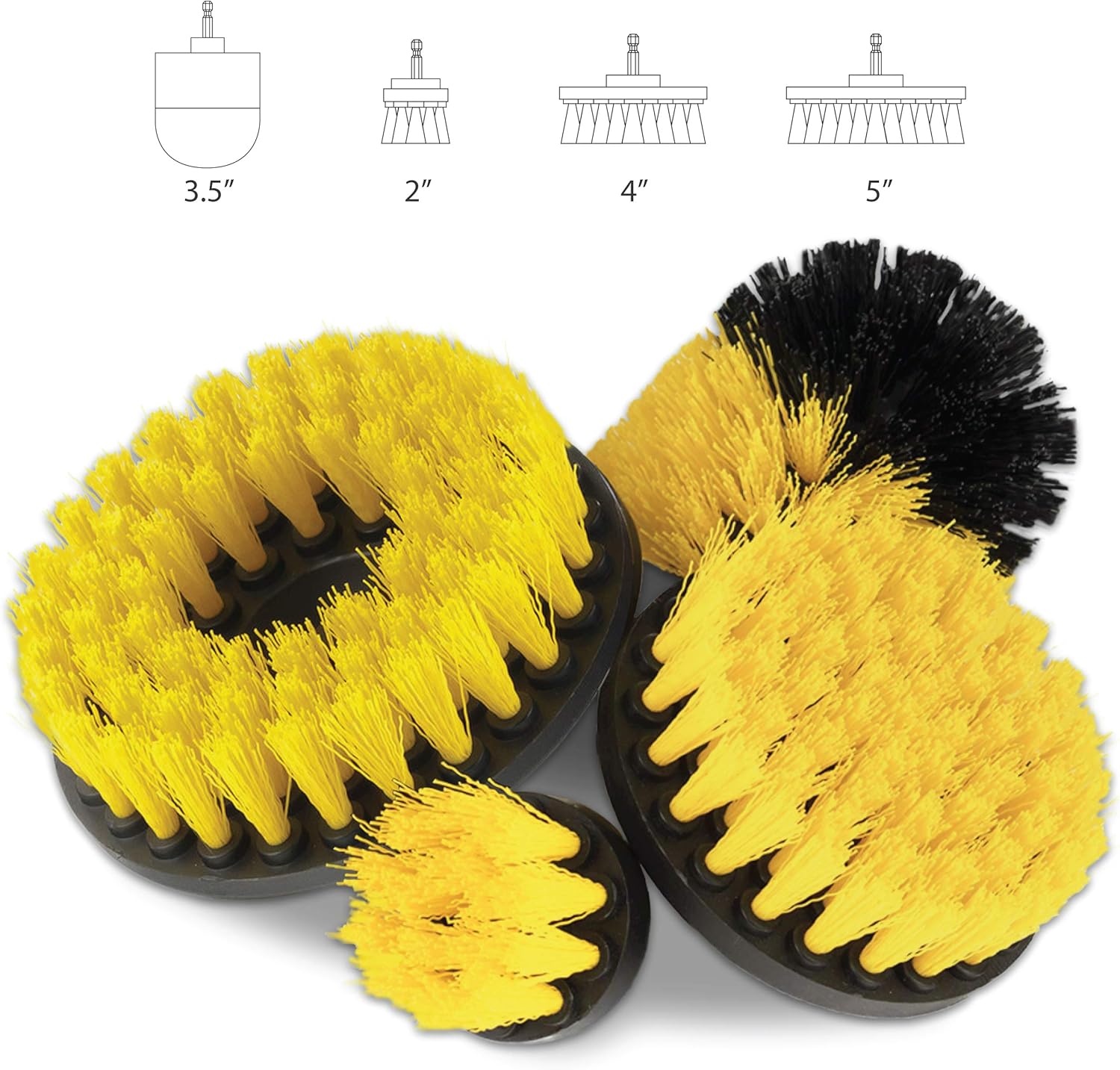 Wheel Brush Kit for Tire and Rim Cleaning | 4 pc Drill Brush Car Detailing Attachment Set | Auto Detail and Scrub Brushes | Car Wash Supplies for Cleaner Cars, RVs, Tires, Rims, Wheels, and Vehicles: Automotive