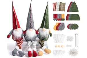 Threan 3 Set DIY Gnome Kit Gnome Crafts Elf Gnome Plush Ornaments Felt Christmas Ornaments Sewing Craft DIY Ornaments for Kids Adults