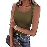 PRETTYGARDEN Tank Tops for Women 2026 Summer Sleeveless Scoop Neck Ribbed Tops Cute Spring Casual Fitted Basic Cami Shirts