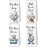 SkipTiger Funny Maltese Dog Hand Towels for Bathroom Washroom, Gifts for Maltese Lovers Women Men, Dog Bathroom Decor, 16x24 Inch Set of 4