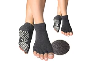 SS SOXSENSE Soxsense Toeless Grip Socks for Pilates & Yoga, Open Toe Non Slip Socks with Cushion for Barre, Dance, Workout 2Pairs