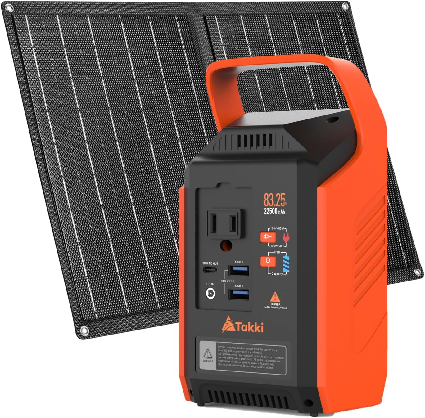 Takki 83Wh Solar Generator with 21W Solar Panels Included Portable Power Station Backup Bank with AC DC USB Ports Lights for Camping Tent Outdoor Emergency Home Use