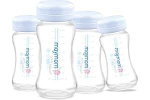Maymom Wide-Mouth Milk Storage Collection Bottle with Travel Cap and Sealing Ring ; Replacement to Spectra S1 S2 Avent Natural Avent Classic Bottles, Motif Luna, Twist Bottles, Ameda MYA Bottle; 4pc