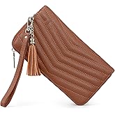 befen Black Wallet for Women Soft Genuine Leather Quilted Wristlet Clutch Wallet RFID Blocking Zip Around Designer Wallet