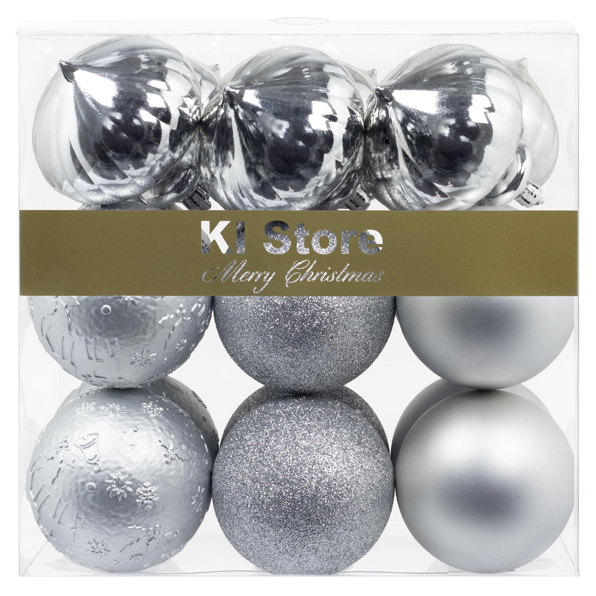 Silver Christmas Baubles 80mm Christmas Tree Decoration Ornaments 18pcs Shatterproof Balls for Xmas Hanging Decorations Festival Holiday Decor