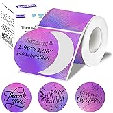 Joatuxul Thermal Labels, Compatible with T50M Pro/M110/M100/M220 Label Maker and Other 4x6 Thermal Printers for Shipping Barcode & Custom Stickers, Holographic Stardust Purple, 2×2 inch