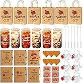 54Pcs/6Set Teacher Appreciation Gifts Set End of Year Thank You Gift Bulk with 16oz Glass Cups Notebooks Love Bookmark Pen Keychain Greeting Cards with Gift Bags for Holiday Christmas(Wood Color)