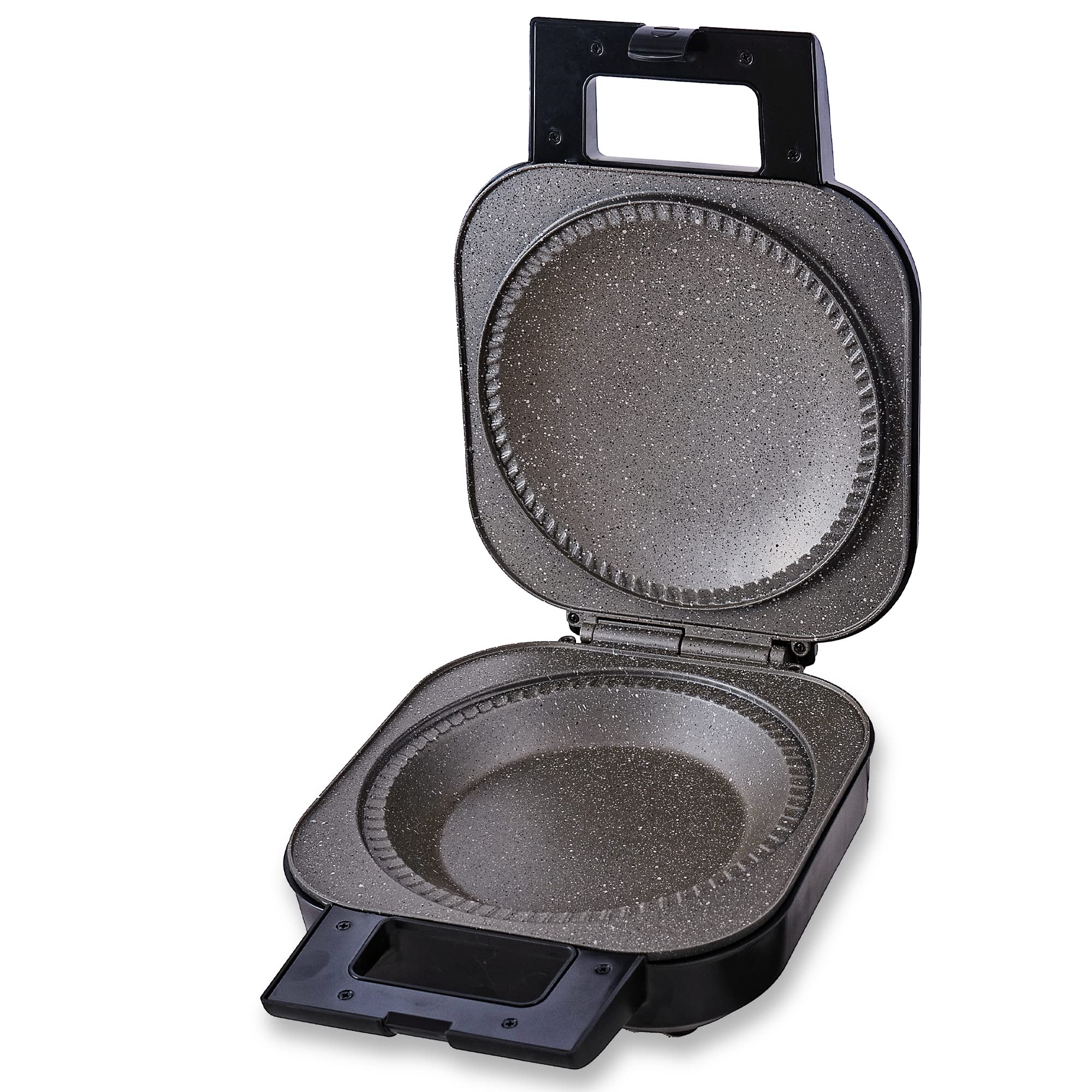 Schallen Large Single Electric 1200W Non-Stick Deep Fill Pie Maker Machine | Bake Traditional British Pies | Silver & Black with Marble Coated Plates