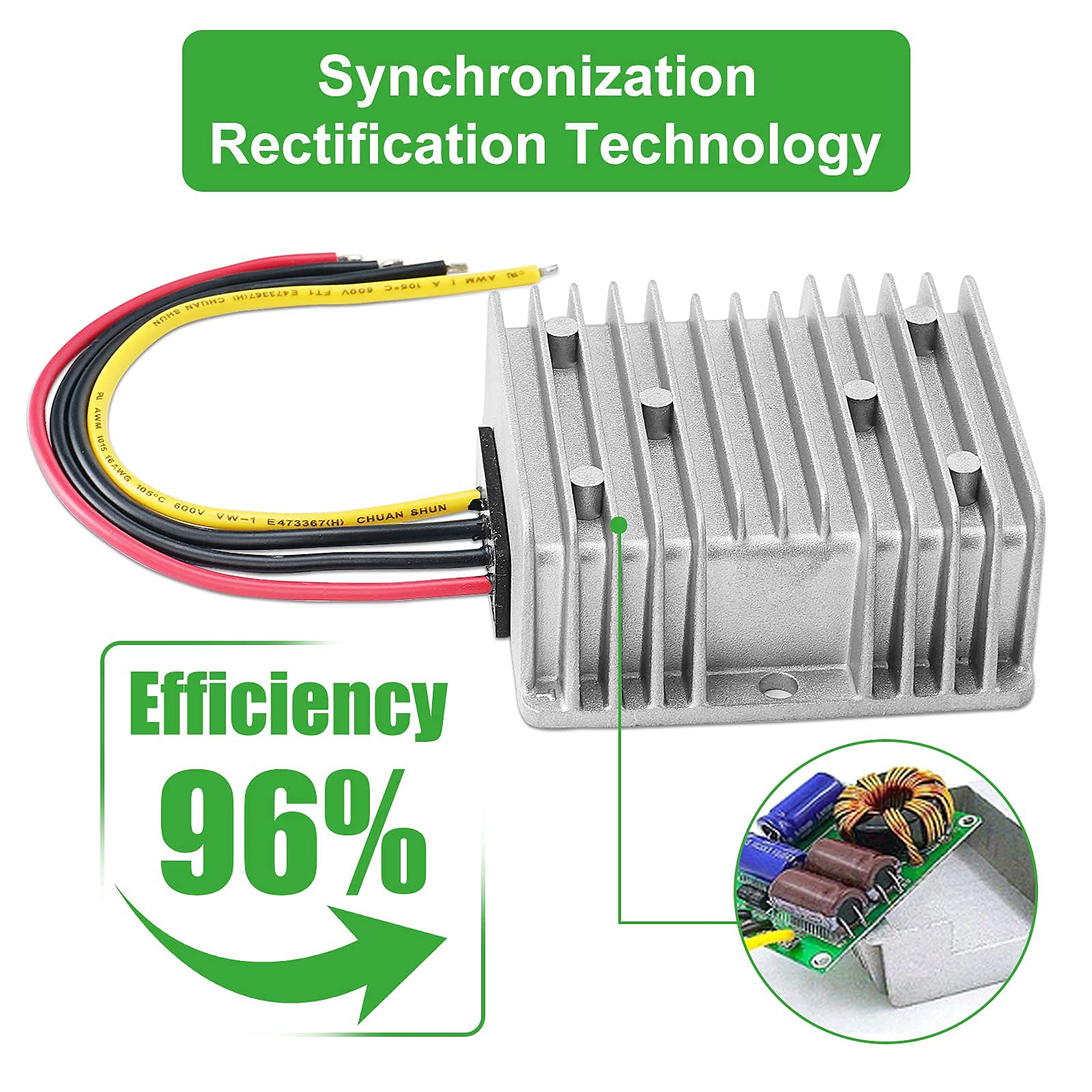 DC 36V/48V Step Down to 12V 20A 240W DC DC Converter Regulator Power Supply Module Buck Transformer, Waterproof Voltage Reducer for Golf Cart, forklifts Car