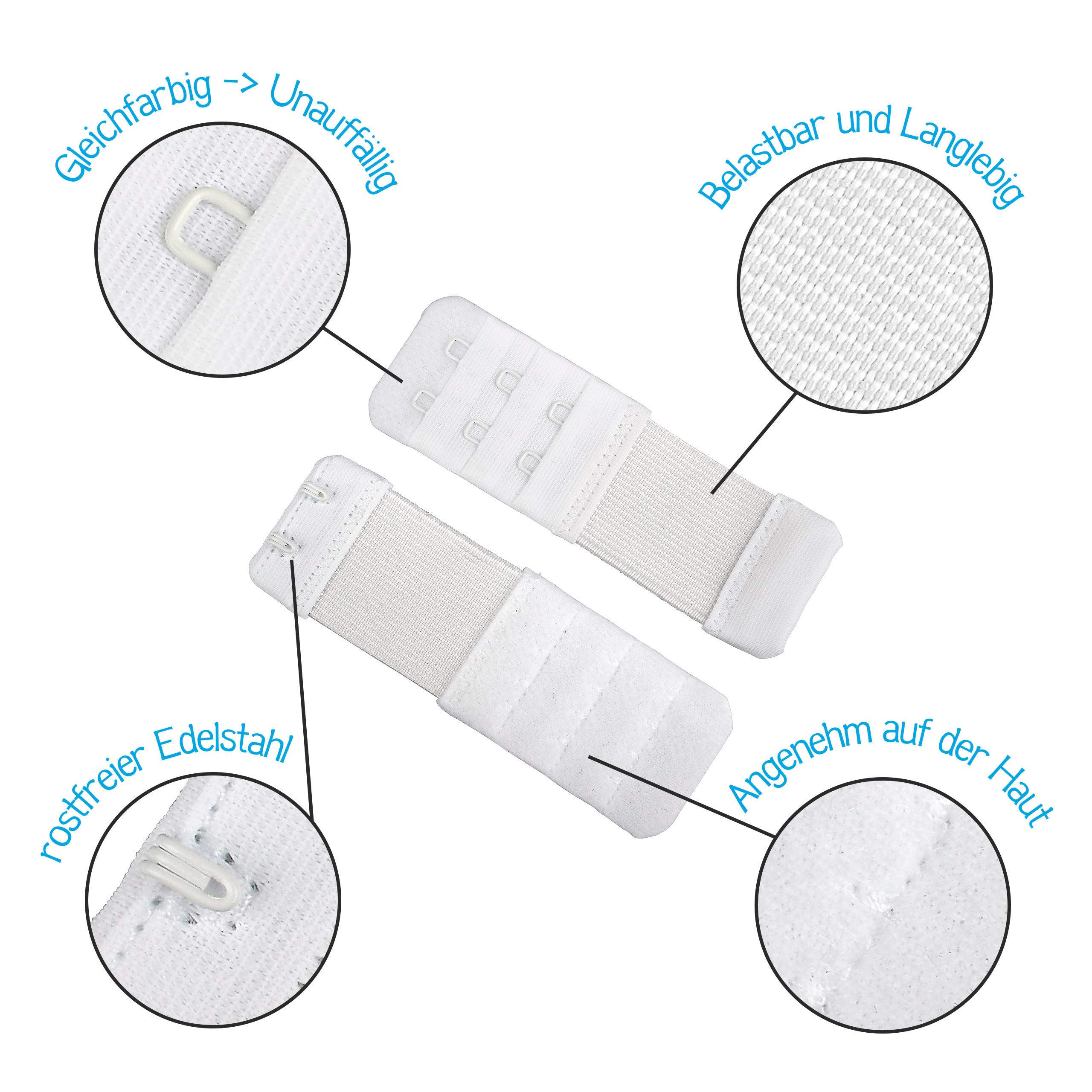 LyghtToWear [12er Set] BH Verschluss Verlängerung mit 4 Verlängerungen für gängige Bh Modelle I Bh Erweiterung elastisch und weich I Bra Extension