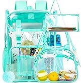 ZLYERT 17" Flip Top Clear Backpack for Girls, 3Pcs Stadium Approved Set, Waterproof Transparent Bookbag for Travel/School (Green)