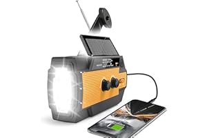 DARINGSNAIL 2024 Emergency Crank Radio，4000mAh-Solar Hand Crank Portable AM/FM/NOAA Weather Radio with 1W Flashlight & Motion Sensor Reading Lamp，Cell Phone Charger,SOS Alarm for Home and Emergency(Orange)