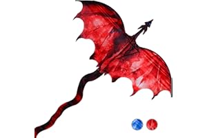 JEKOSEN Fiery Dragon 54" Huge Kite for Kids and Adults Easy to Fly Single Line String with 160" Tail for Beach Trip Park Family Outdoor Games and Activities