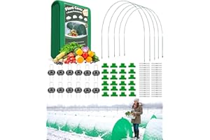 JTZDHFA 10ft x 33ft Plant Frost Protection Cover, 1.3 oz/yd² Reusable Freeze Blanket with 36 Hoops & 12 Stakes, Garden Greenhouse Tunnel for Winter Snow, Frost & Pest Protection on Outdoor Raised Beds