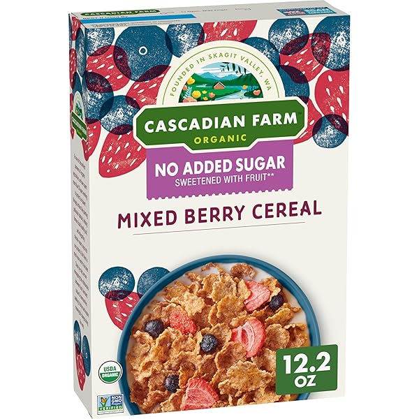 CASCADIAN FARM ORGANIC MIXED BERRY CEREAL, NO ADDED SUGAR, 12.2 OZ