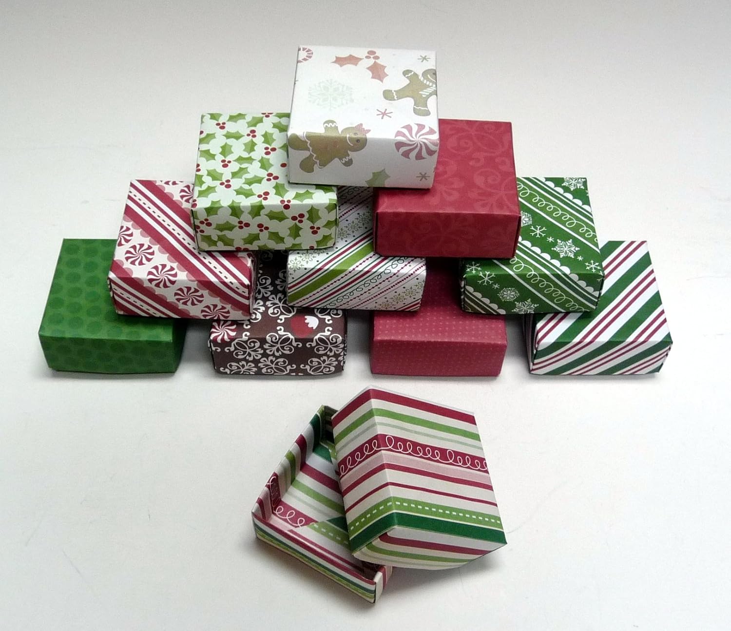 Set of 10 Small Holiday Gift Boxes, Christmas Box, Jewelry
