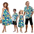 Family Matching Hawaiian Outfits, Dad and Son Beach Vacation Shirts Mommy Daughter Dress, 2T - X-Large