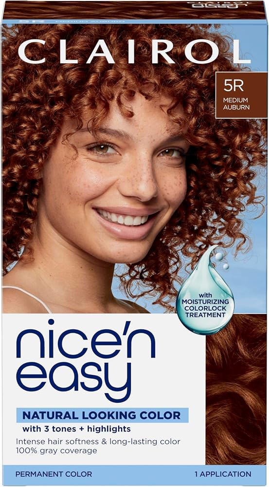 Clairol Nice'n Easy Permanent Hair Dye, 5R Medium Auburn | Pack of 1 | Clairol Nice'n Easy Permanent Hair Dye, 5R Medium Aubu