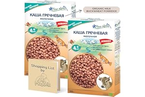 Fleur Alpine Buckwheat Cereal Bundle. Includes Two 7 Oz each Box and Modovik’s Shopping List. Made with 100% Organic Whole Grain Wheat for 4+ Months Old Babies with Bavarian Cow Milk. Healthy Natural Cereal Baby Food