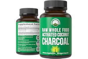 Peak Performance Activated Charcoal Vegan Capsules from Wild Harvested Coconut Shells. Best Safe Charcoal Pills Supplement for Detox, Gas Relief, Bloating. for Men and Women 90 All Natural Tablets