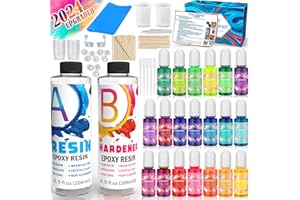 Catcrafter 13oz Epoxy Resin Kit with 20 Colors Resin Pigments - Crystal Clear Resin Epoxy for Art Decorations & Jewelry Making. All in One Beginner Kit with Tools and Instructions