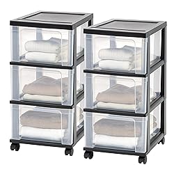 IRIS USA Plastic 3-Drawer Storage Organizer Rolling