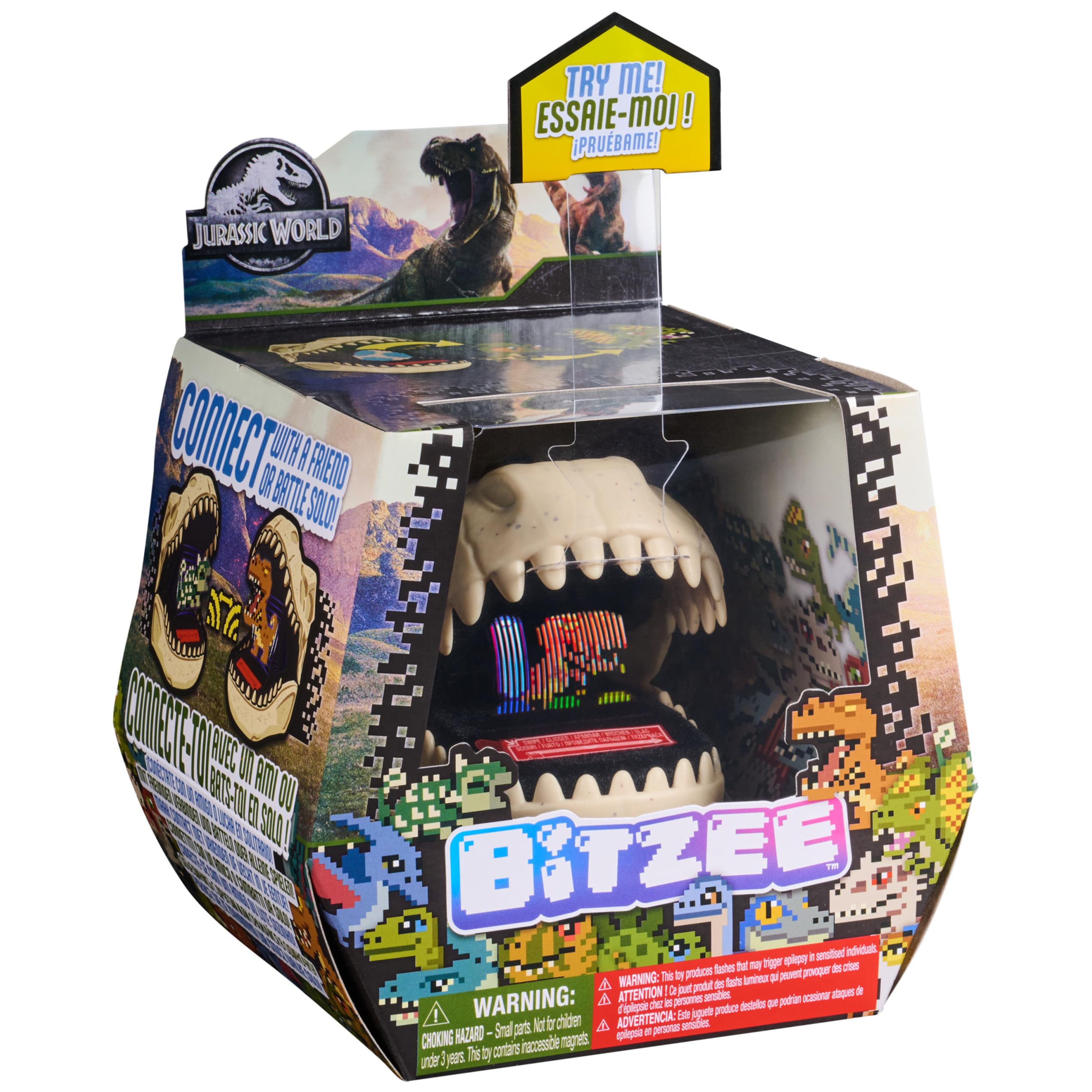 Bitzee, Jurassic World Interactive Dinosaur Toy with 25 Dinosaurs Inside, Reacts to Touch, Pods Connect & Interact, Digital Pet Gifts & Stocking Stuffers for Kids