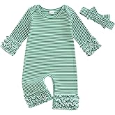 Ursobutegl Newborn Baby Girl Clothes Jumpsuit Ruffle Romper Bodysuit Pants Headband One-Piece Coming Home Hospital Outfits