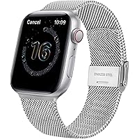 Amzpas Metal Band Compatible with Apple Watch 44mm 42mm 40mm 38mm, Stainless Steel with Adjustable Classic Buckle…