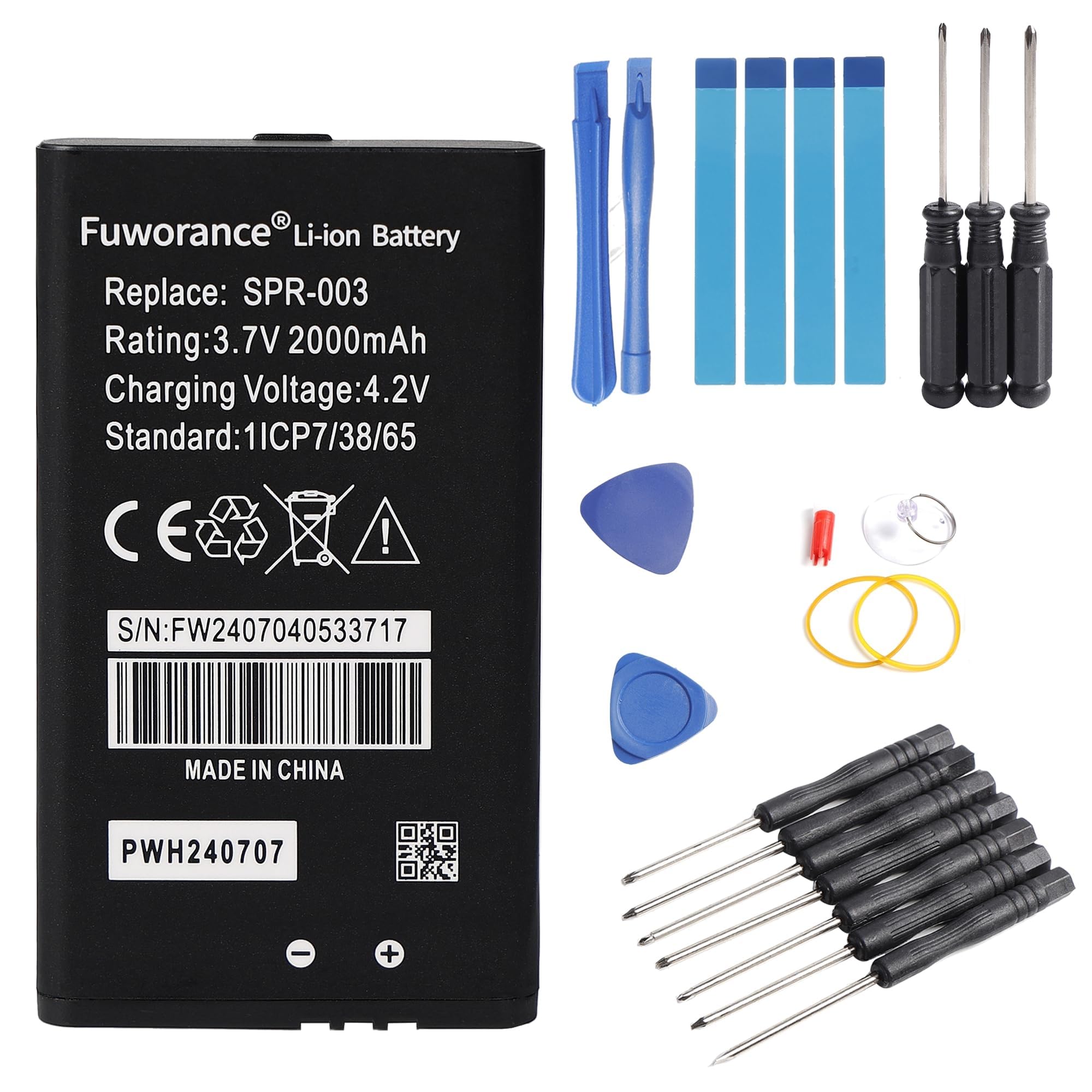 Fuworance 2000mAh 3.7V Battery Compatible with Nintendo 3DS XL, New 3DS XL, 3DS LL Compatible with Switch SPR-003 Game Console Li-ion Replacement Battery with Repair Tools