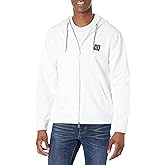 Armani Exchange Men's Patch Logo Organic Pima Zip Up Sweatshirt, White, Large