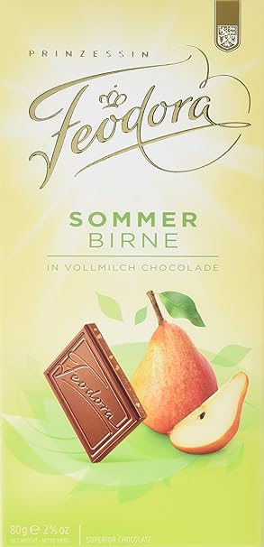 Feodora Sommertafel Birne in Edel-Vollmilch, 12er Pack (12 x 80 g)