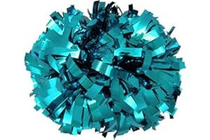ICOBUTY Metallic Cheerleader Cheerleading Pom Poms 6 inch 1 Pair 2 Pieces (Teal)