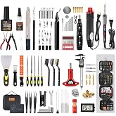 184Pcs 3D Printer Tools Kit with Hanging Organizer, 3D Printer Accessories, Cordless Rotary Tool, Heat Gun, Digital Soldering Iron, PTFE Nozzle Anti-Stick Coating, for All FDM/SLA, Bambu Lab, Ender 3