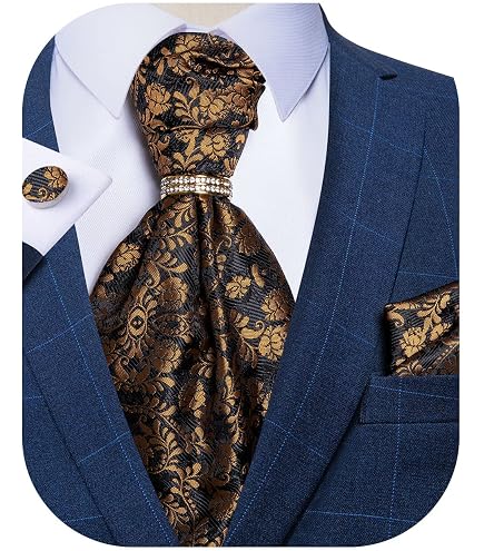 Men's Christmas Cravat & Pocket Square Set - Silk Look Ascot Tie For Holiday Parties - View #5